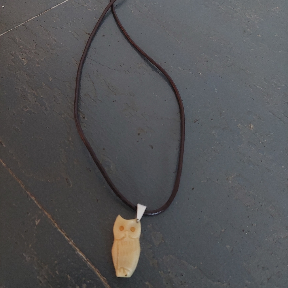 Tagua Nut Owl Necklace Vegetable Ivory